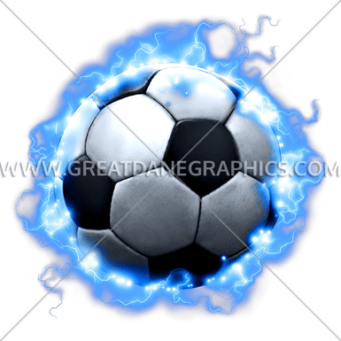 Lightning Soccer Ball - Decal (385x385), Png Download