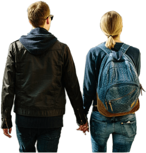 Couple Walking View From Behind - Una Pareja Caminando Png (582x620), Png Download