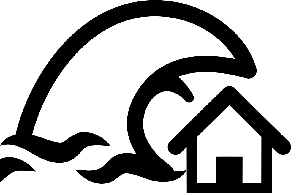 Tsunami Insurance Symbol Of A Home And A Big Ocean - Tsunami Svg (980x650), Png Download