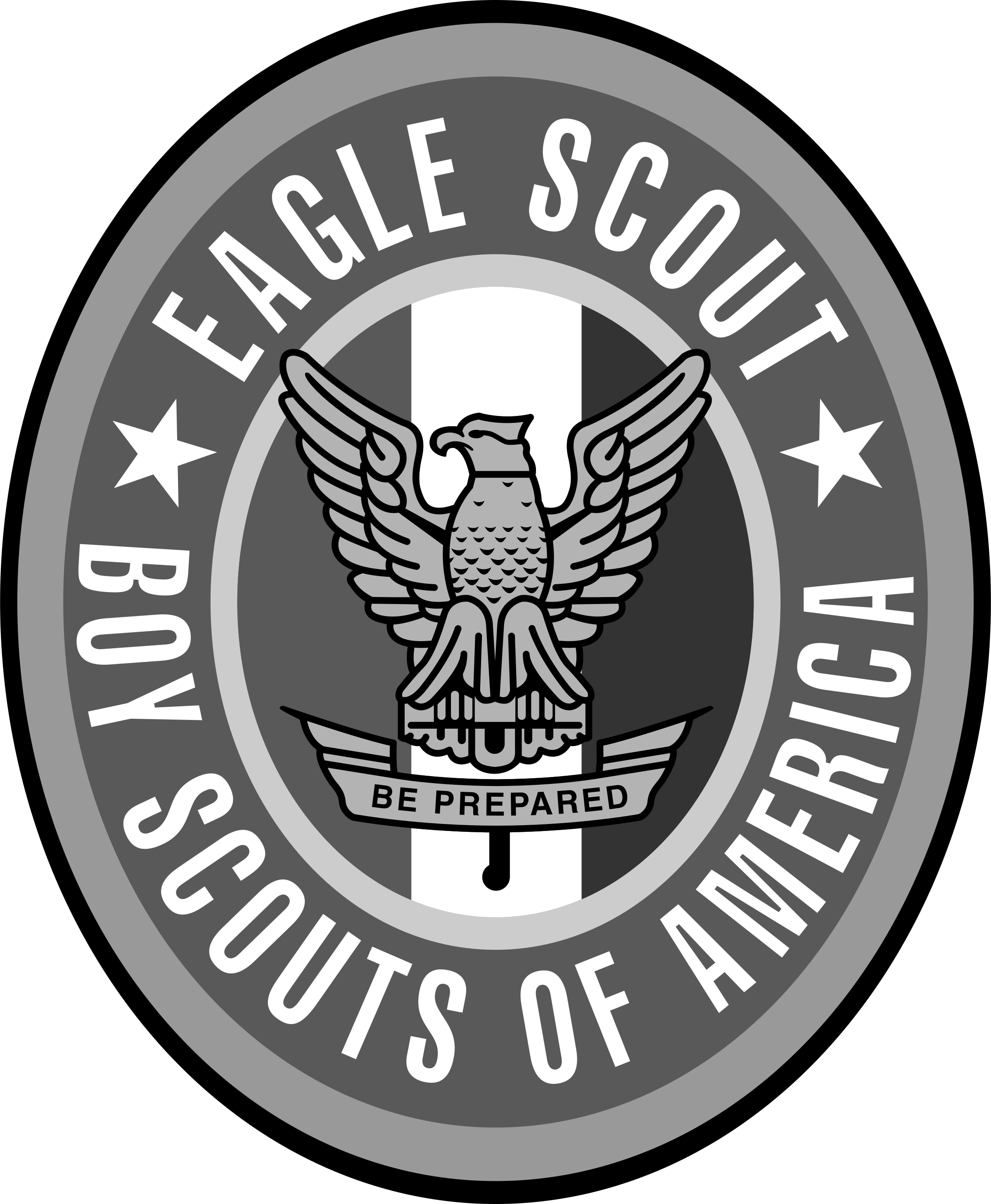 Boy Scouts Eagle Scout Logo Png Transparent - Eagle Scout Logo Black And White (2400x2918), Png Download