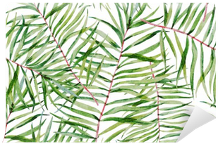 Watercolor Tropical Leafs Pattern Vinyl Wall Mural - Blossoming Bird Canvas With Frame (400x400), Png Download