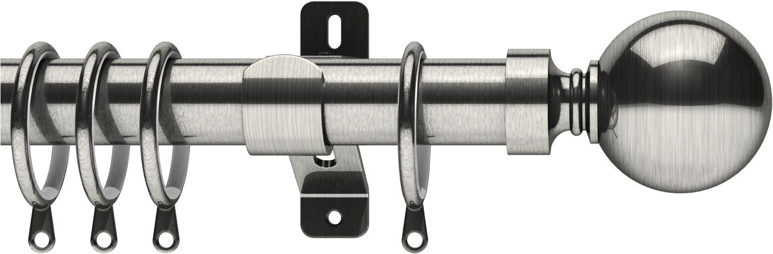 Belgravia 28mm Curtain Pole Satin Steel - Swish 28mm Elements Zorb Satin Steel Curtain Pole 120cm (2489x1400), Png Download
