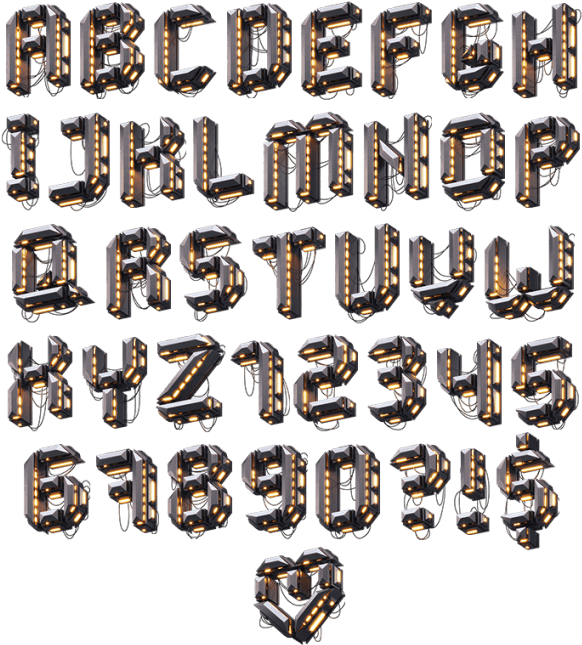 Glowing Futuristic Typeface - Typeface (595x673), Png Download