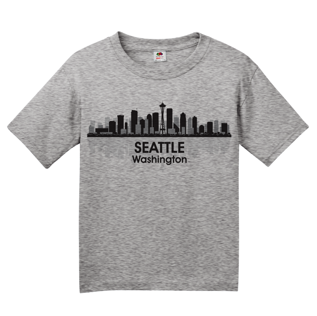 Youth Grey Seattle City Skyline - T-shirt (1010x1005), Png Download