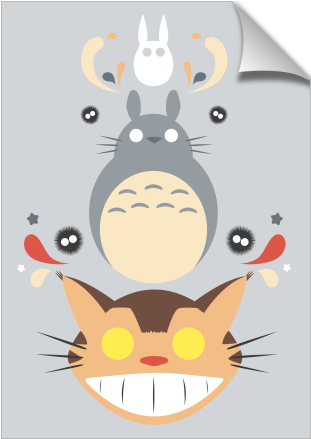 Totoro Party - Studio Kitty Shower Curtain - 71" By 74" (674x516), Png Download