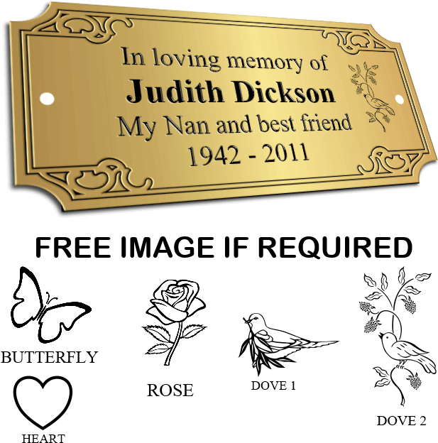 Bench Memorial Plaques Ornate Larger Image - Rose Coloring Pages (703x703), Png Download