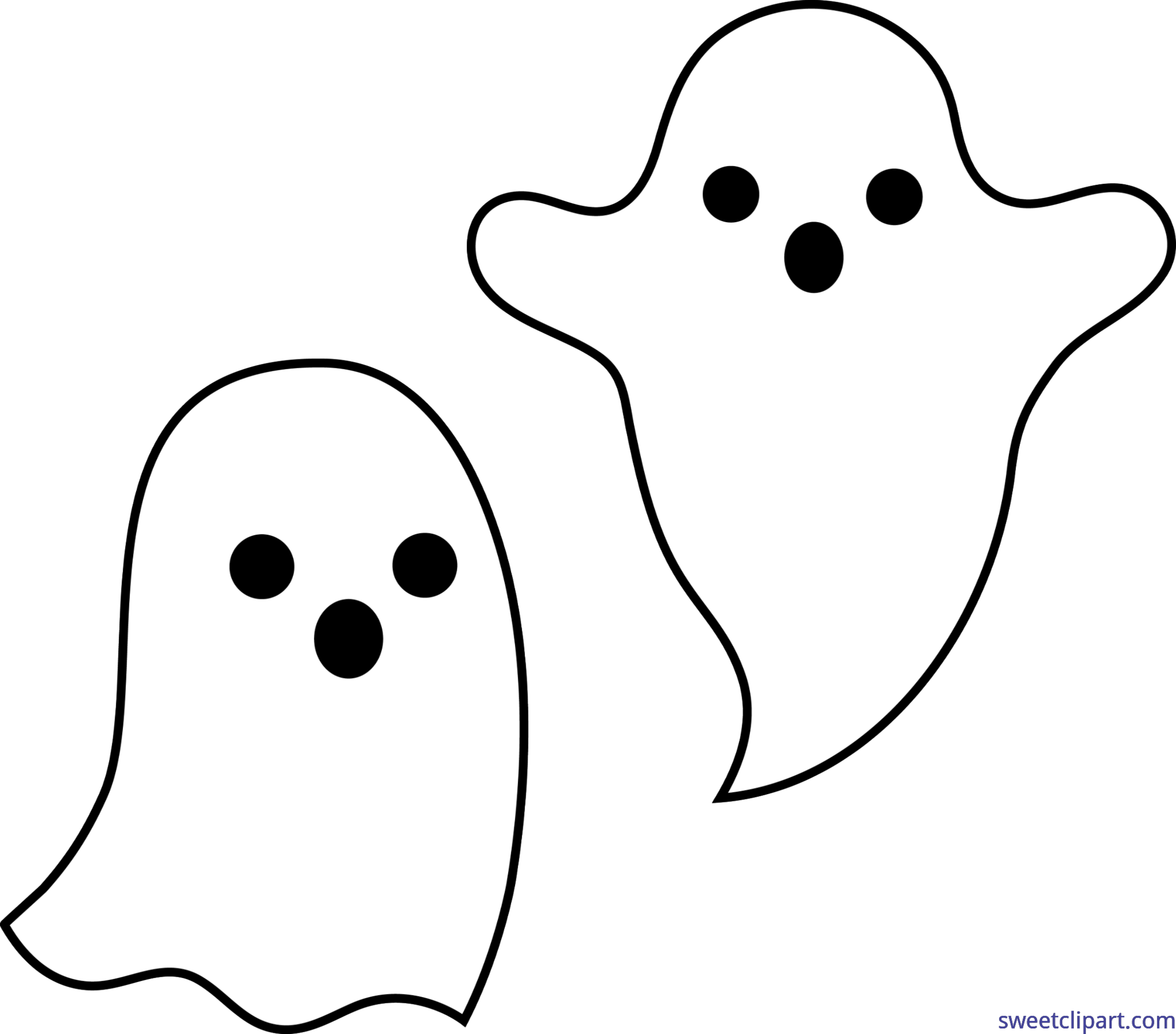 Halloween Ghosts Duo 1 Clip Art - Halloween Ghost Clipart (6766x5949), Png Download