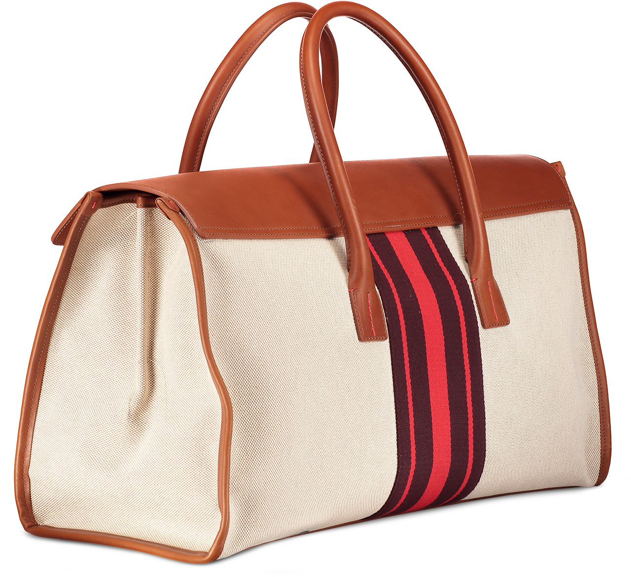 Canvas Overnight Bag With Red Stripe - Birkin Bag (1280x1920), Png Download