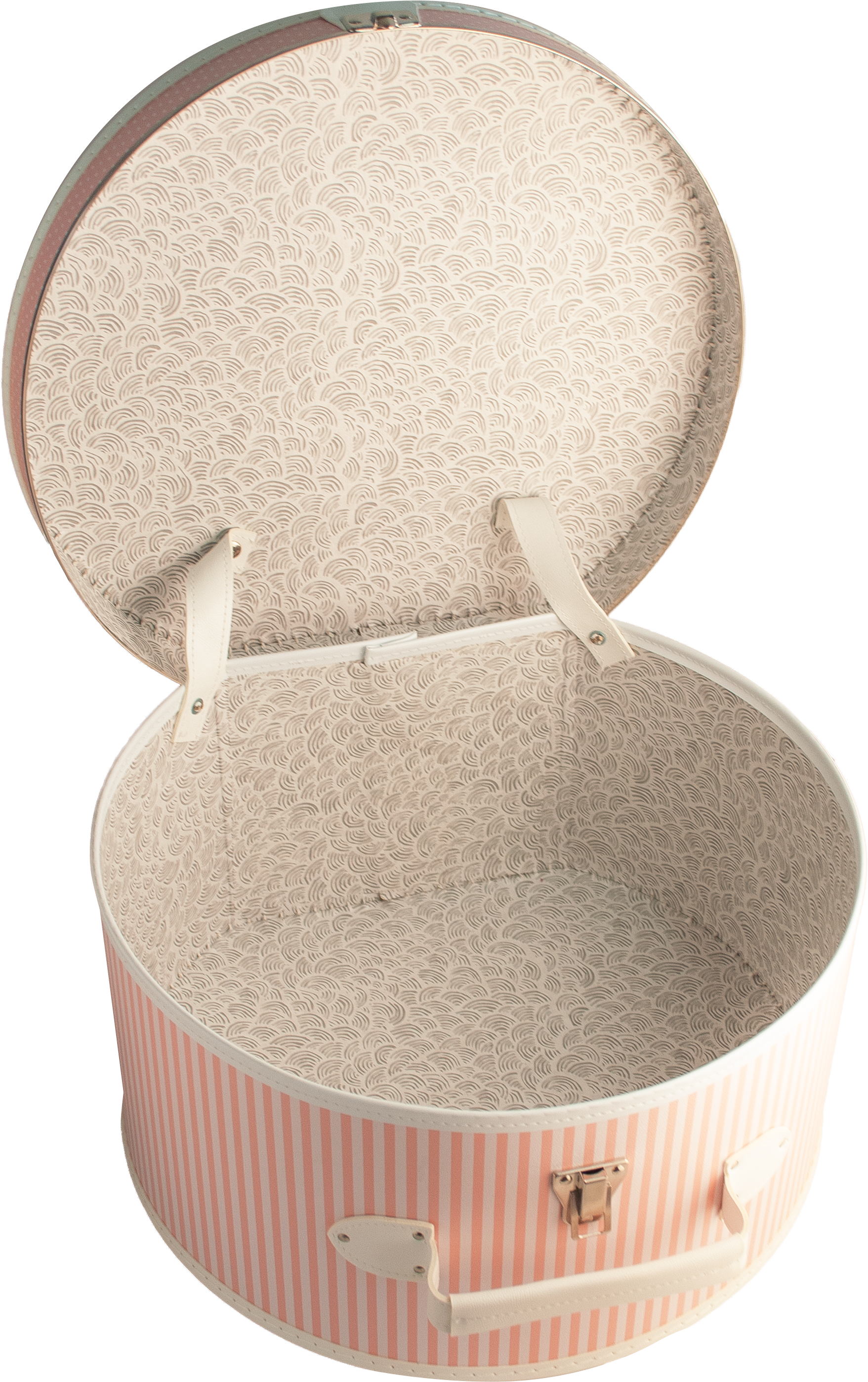 Hat Box 40cm Pink With White Stripes And Dots - Eye Shadow (2033x3127), Png Download