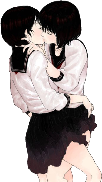 Lesbian Kiss Clip Art (500x667), Png Download