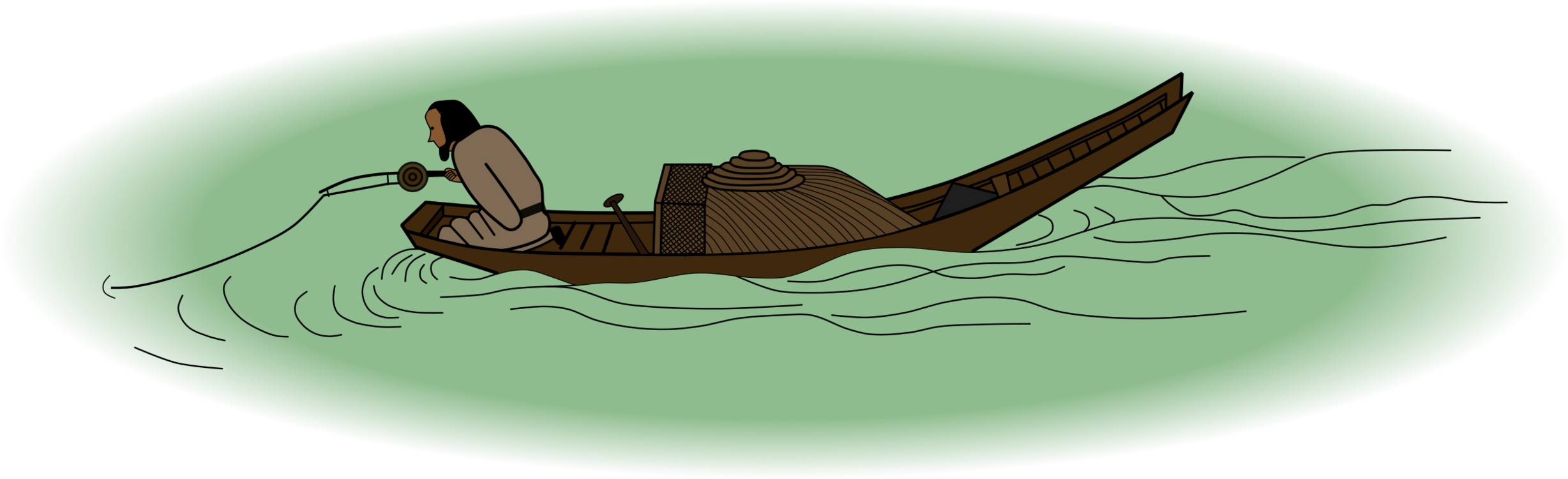 Angler On A Wintry Lake Fishing Fisherman Angling - Angler On A Wintry Lake (2456x750), Png Download