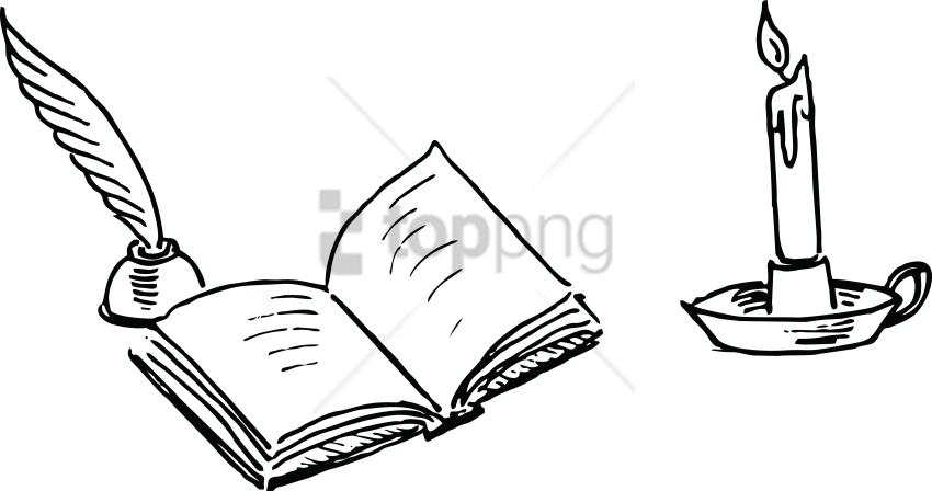 Free Png Book And Pen Drawing Png Image With Transparent - Drawing Of Book And Pen (850x448), Png Download
