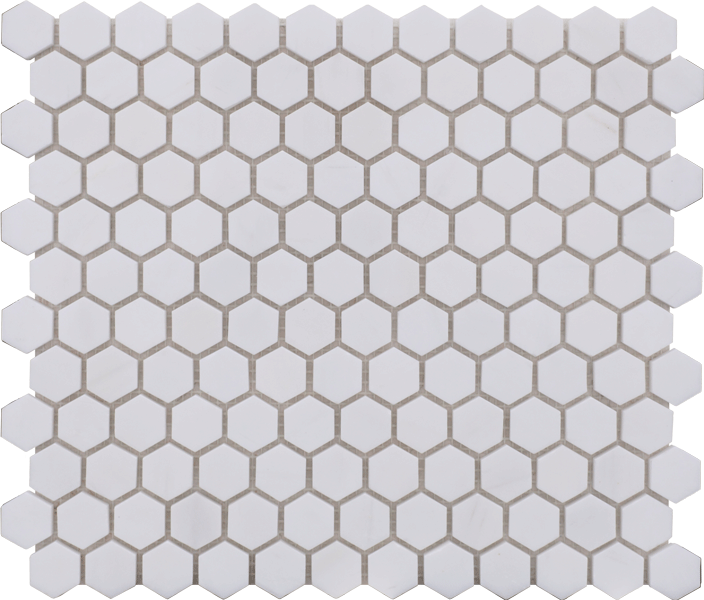 Glacier White Polished Hex Mosaic - Delorean Gray Grout Hex Tile (704x600), Png Download