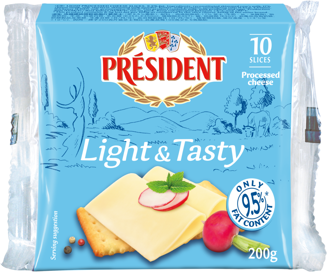 Light Processed Cheese Slices - 總統 牌 芝士 (1200x1026), Png Download
