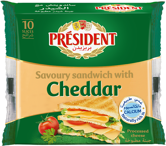President Sandwich With Cheddar 10 Slices - President Savoury Sandwich With Cheddar (624x533), Png Download