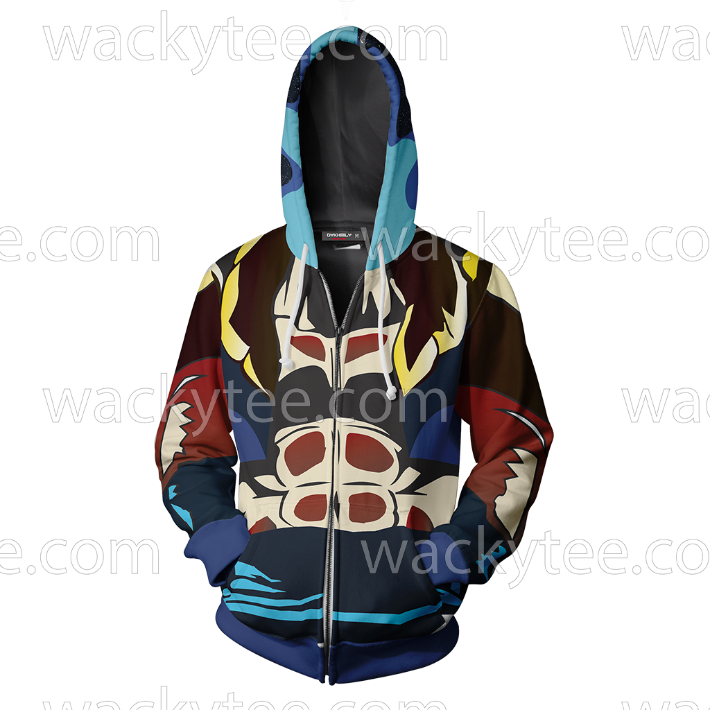 Dragon Ball Gogeta Cosplay Zip Up Hoodie Jacket Fullprinted - Ac Dc Zip Hoodie (1024x1024), Png Download