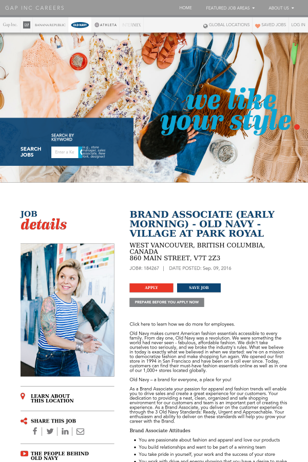 The Gap Inc - Old Navy Brand Associate (600x900), Png Download