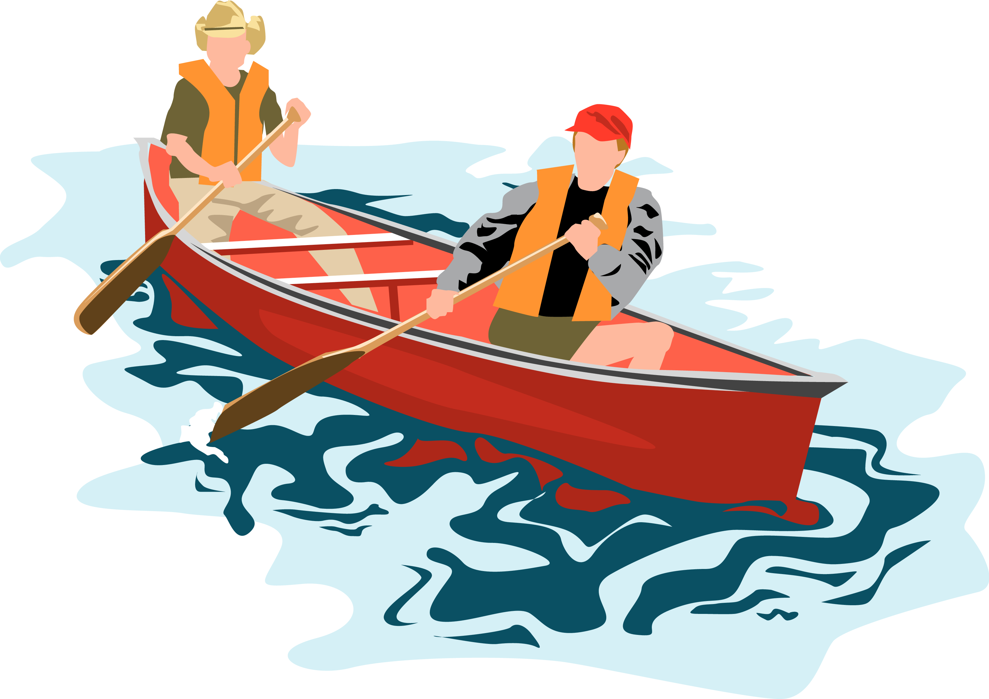 Canoe Clipart Rowing Boat - Rowing Canoe Clip Art (3300x2333), Png Download
