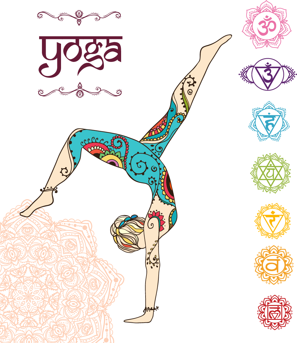 Lotus Position Mandala Yoga Color Free Png Hq Clipart - Chakra Drawing (949x1097), Png Download