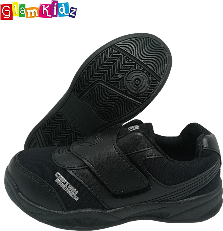 Marvel Avengers Captain America School Shoes Black - Sneakers (1000x1000), Png Download