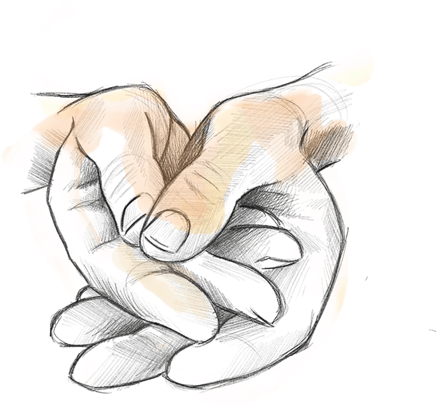 Our Story Begins With Caring Hands - Sketch (702x644), Png Download