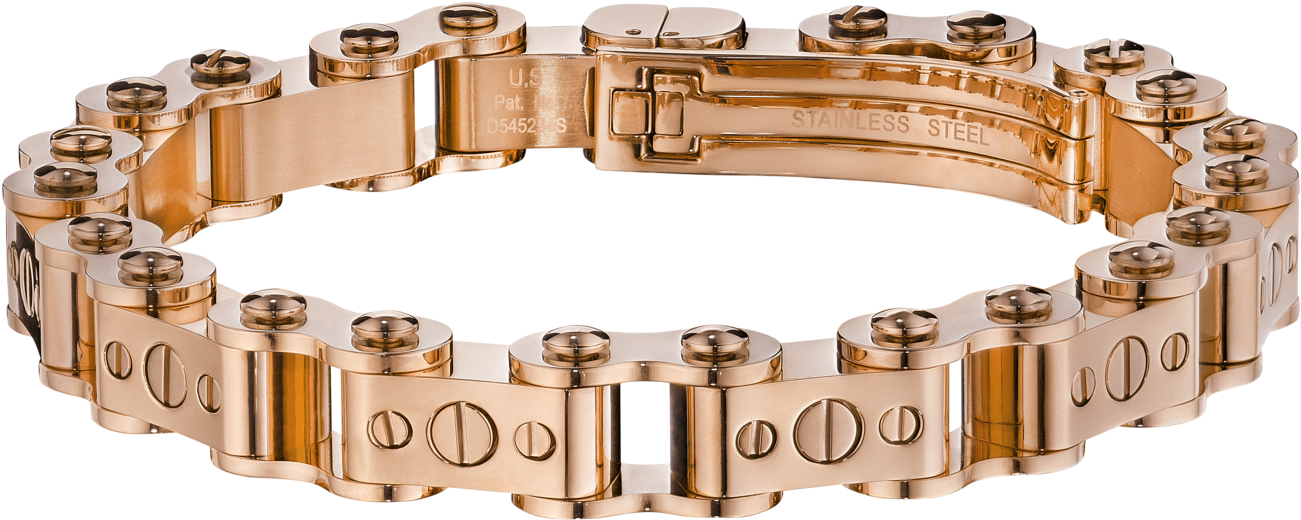 Thick Rose Gold Bicycle Bracelet - Bracelet Or Homme (1500x1500), Png Download
