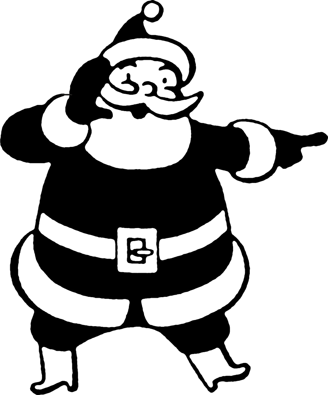 Christmas Noel Santa Claus December Merry Christmas - Santa Claus Black And White Clipart (1061x1280), Png Download