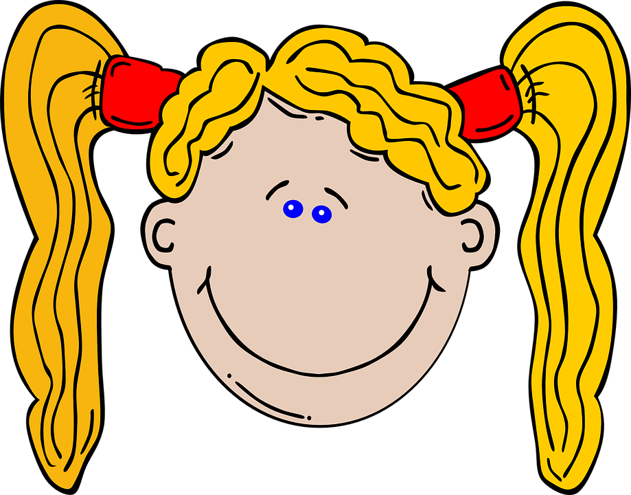 Girl Yellow Hair - Girl Cartoon Face Png (919x720), Png Download
