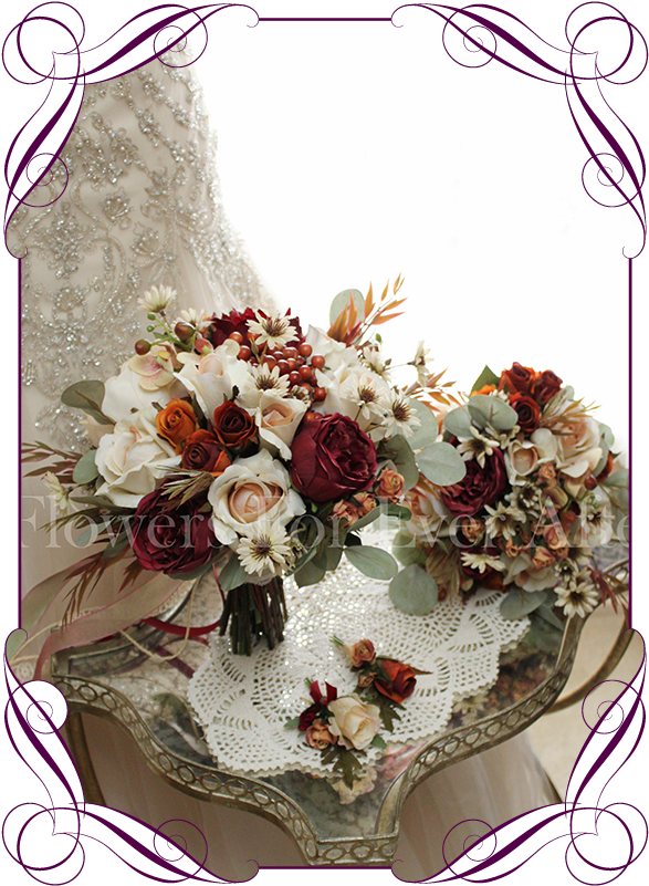 Sue-ellen Package Flowers For Ever After Artificial - Bridesmaid Peony And Roses Bouquets (608x822), Png Download