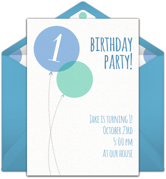 Blue Milestone First Birthday Online Invitation - Birthday (650x650), Png Download