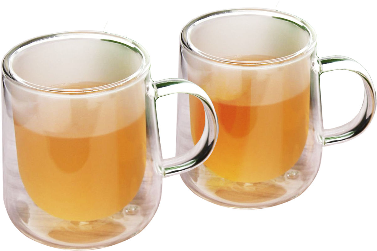 Etched Double Wall Coffee Or Tea Cups & Square Teapot - Beer Glass (2048x1365), Png Download