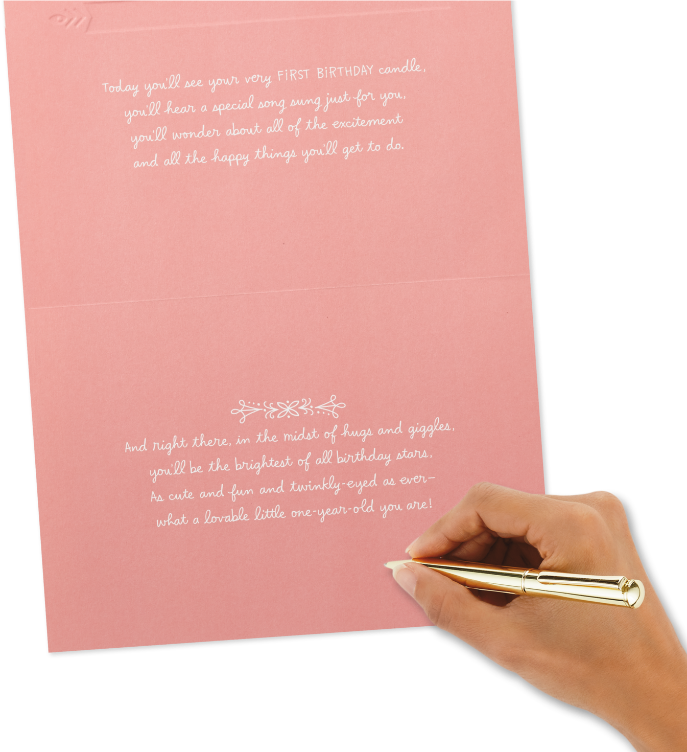 Bear Face One Year Precious Pink 1st Birthday Card - Novel (1470x1470), Png Download