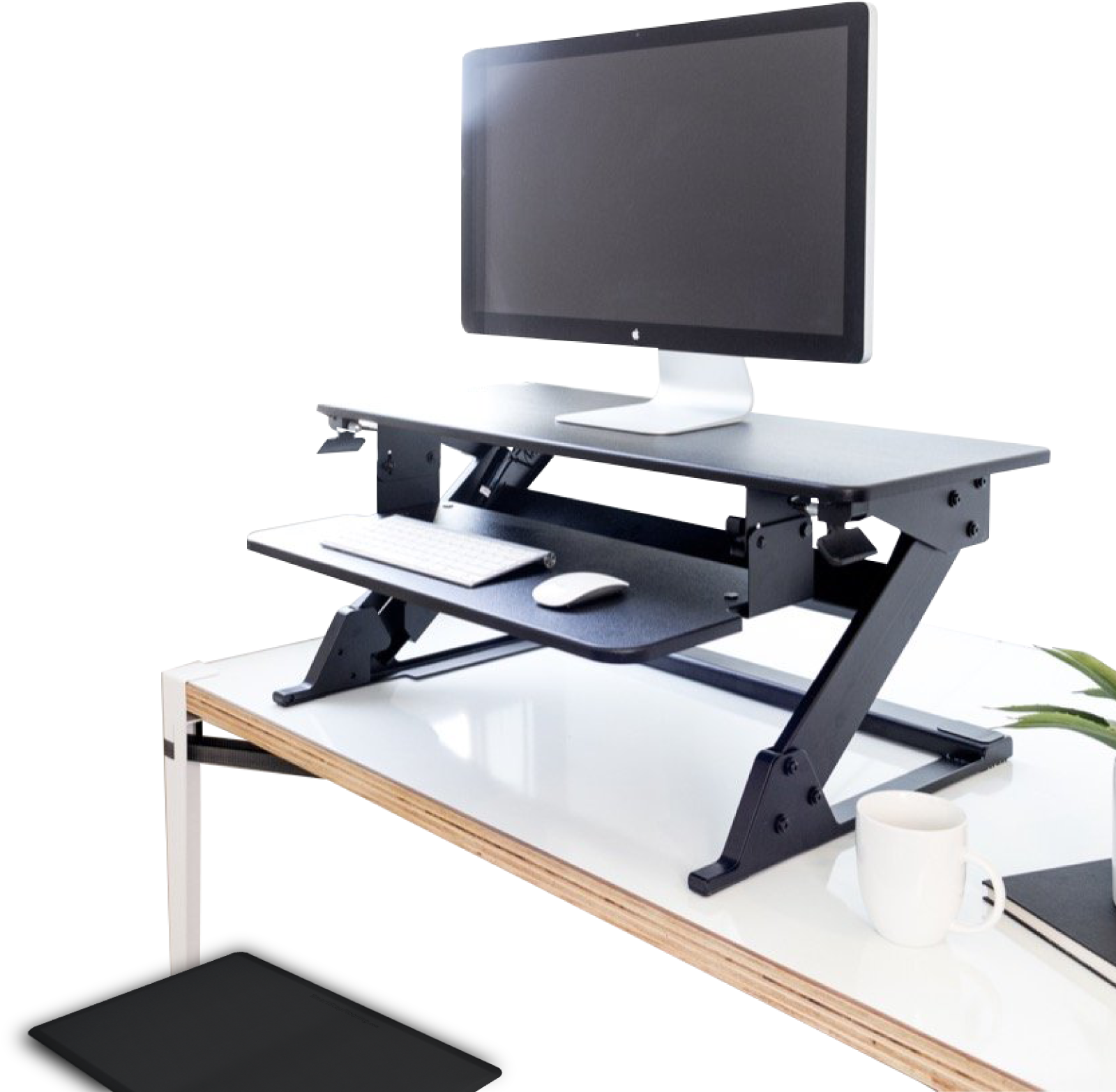 Updesk Easyup Desktop Standing Desk Converter Bundle - Table (1600x1600), Png Download