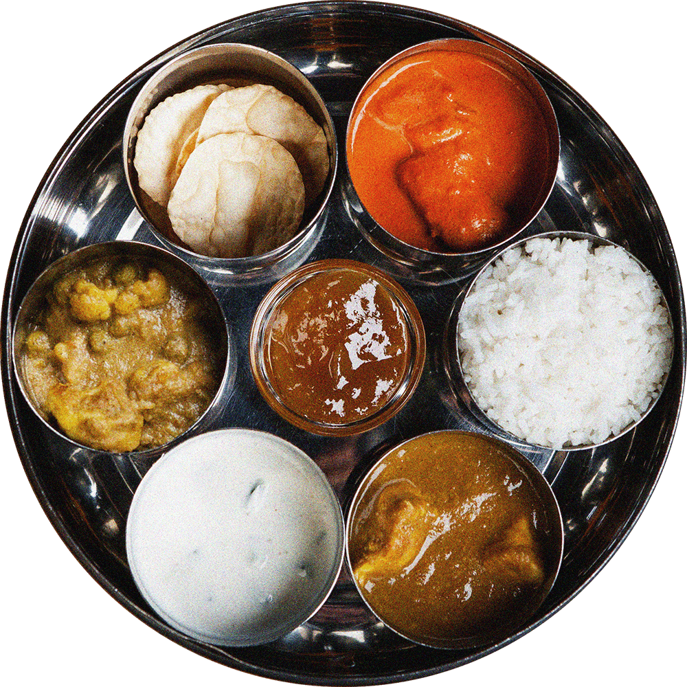 Chicken Thali - Rice And Curry (1000x1000), Png Download