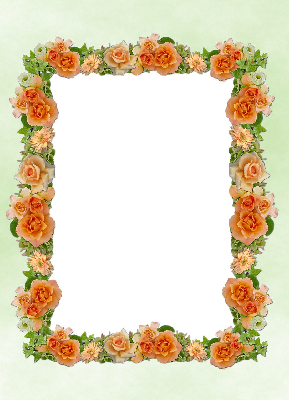 Wedding, Frame, Roses, Wedding, Romance, Isolated - Picture Frame (924x1280), Png Download
