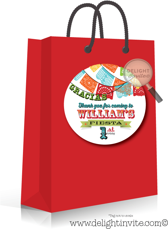 Mexican Fiesta Birthday Invitation Sticker Tag [di-333st] - Birthday Party Paint Party Favor Bags (613x822), Png Download