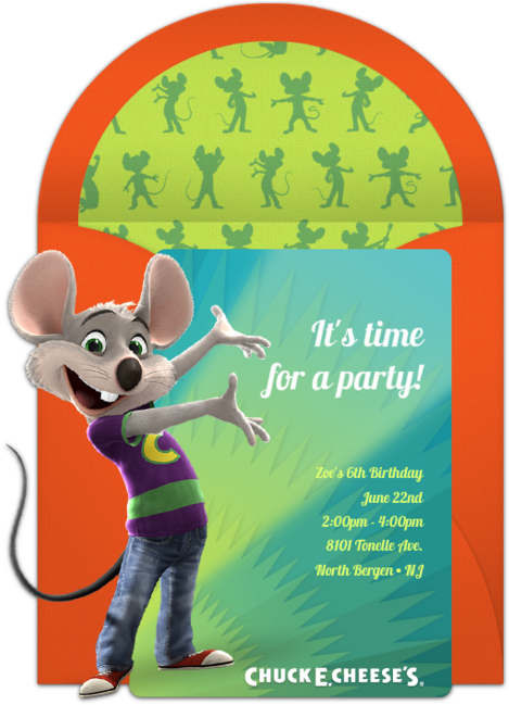 Cheese's - Chuck E Cheese Birthday Invitations (650x650), Png Download