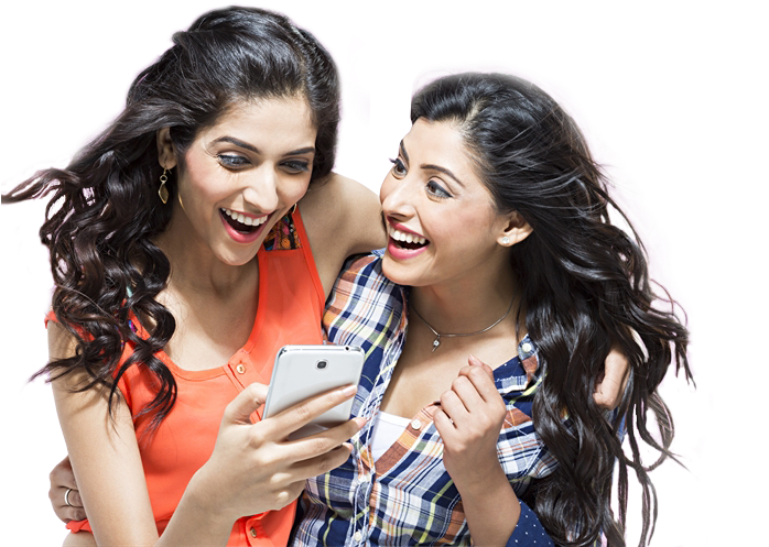 Unique Single Sim Apps, Fast Reliable And Secure - Girls With Mobile Png (756x504), Png Download
