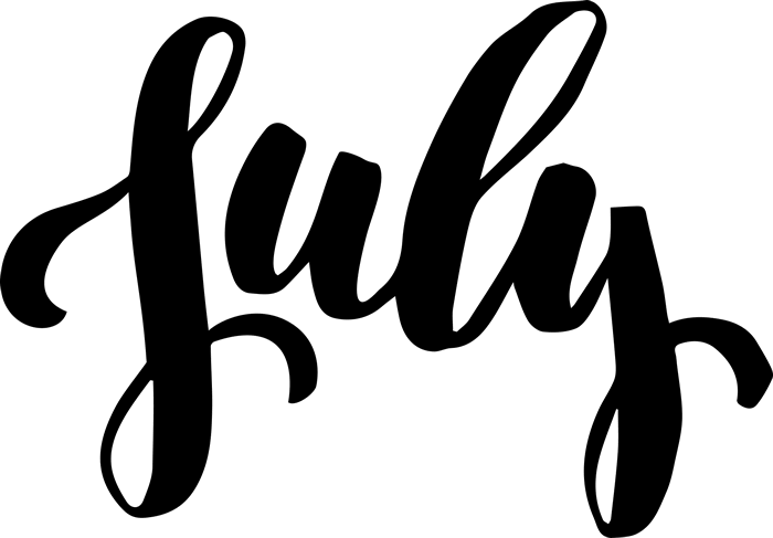 July Rubber Stamp - July Calligraphy Png (700x487), Png Download