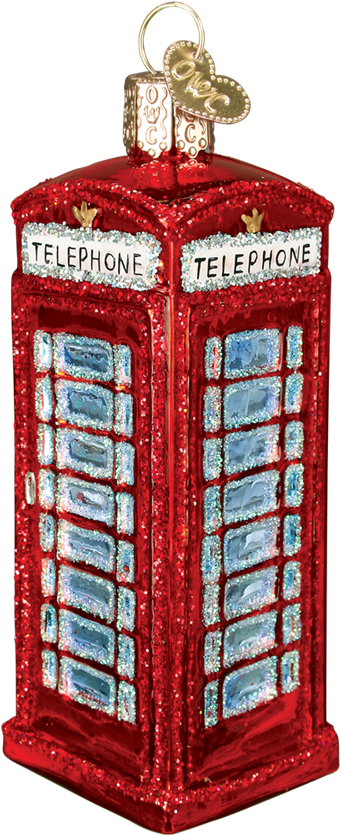 Red Telephone Booth Ornament - Old World Christmas (1000x1000), Png Download