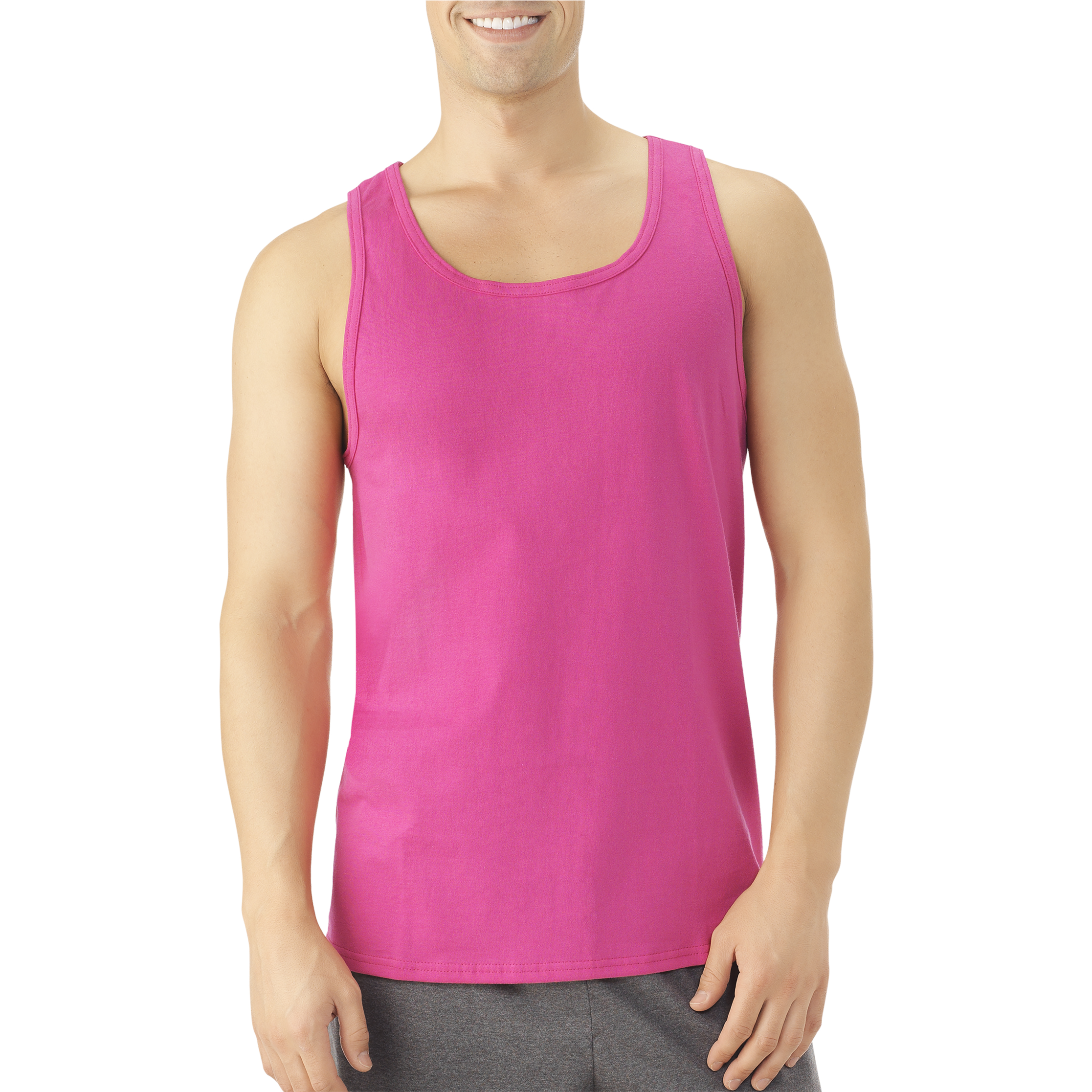 Big Men's Eversoft Jersey Tank Top, Available In Extended - Pink Sleeveless Shirt (2232x2768), Png Download