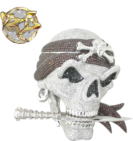 Diamond Pirate Skull - Skull (559x600), Png Download
