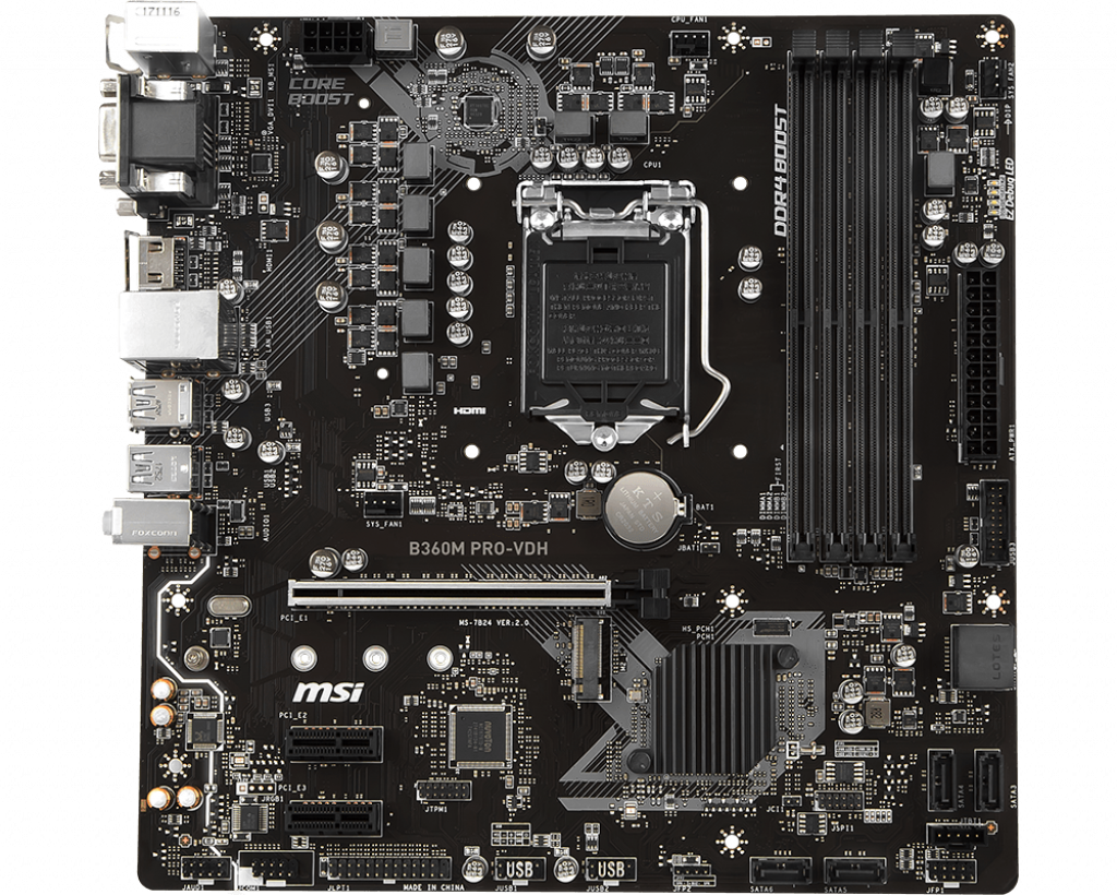 Motherboard 1151 Msi B360m Pro-vdh Ddr4 - Msi B360m Pro Vdh (1024x820), Png Download