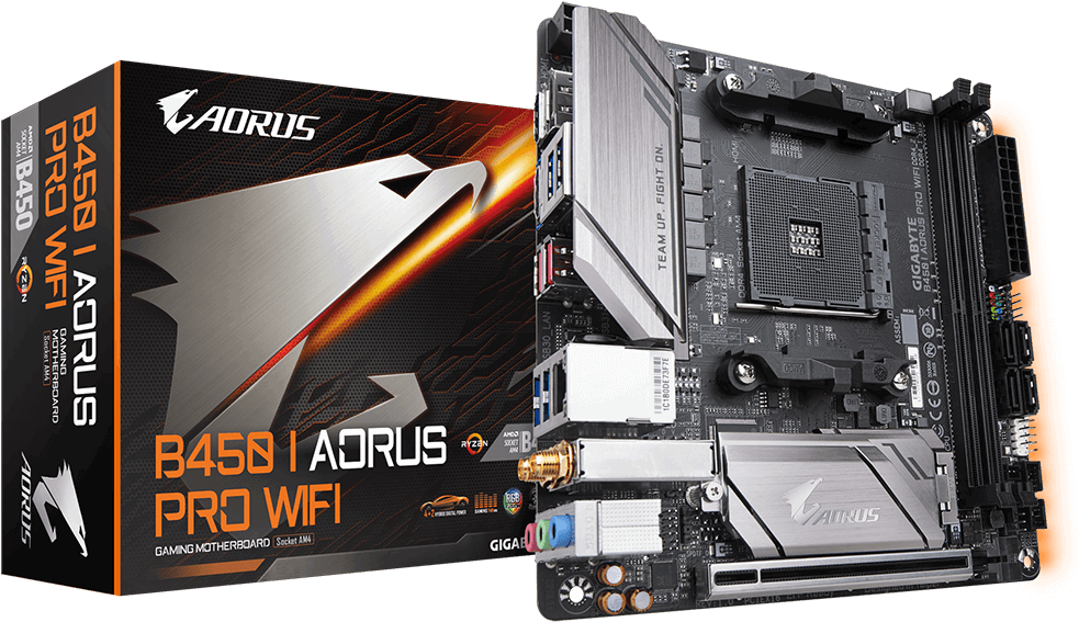 Gigabyte B450i Aorus Pro Wifi Gaming Motherboard - Gigabyte B450 I Aorus Pro Wifi (1000x660), Png Download