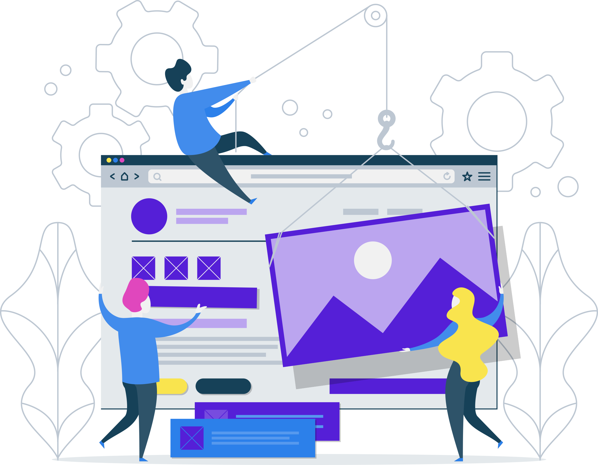 Flat Build Illustration Website (2503x1947), Png Download