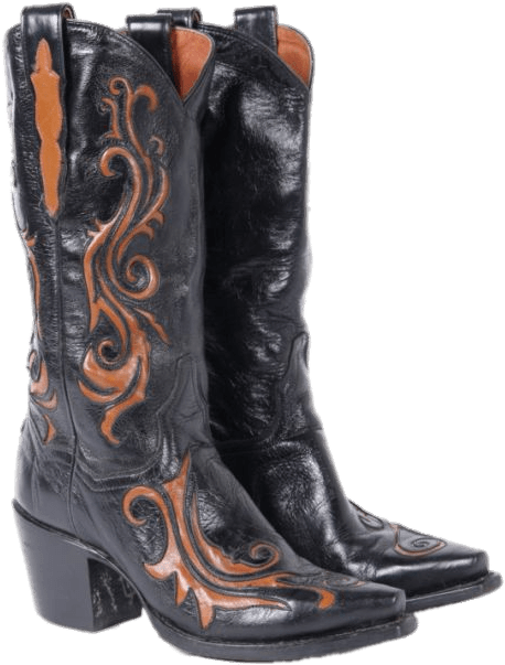 Black And Brown Vintage Cowboy Boots - Cowboy Boot (560x700), Png Download