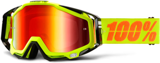 100% Motocross Goggle White Black Yellow (600x600), Png Download