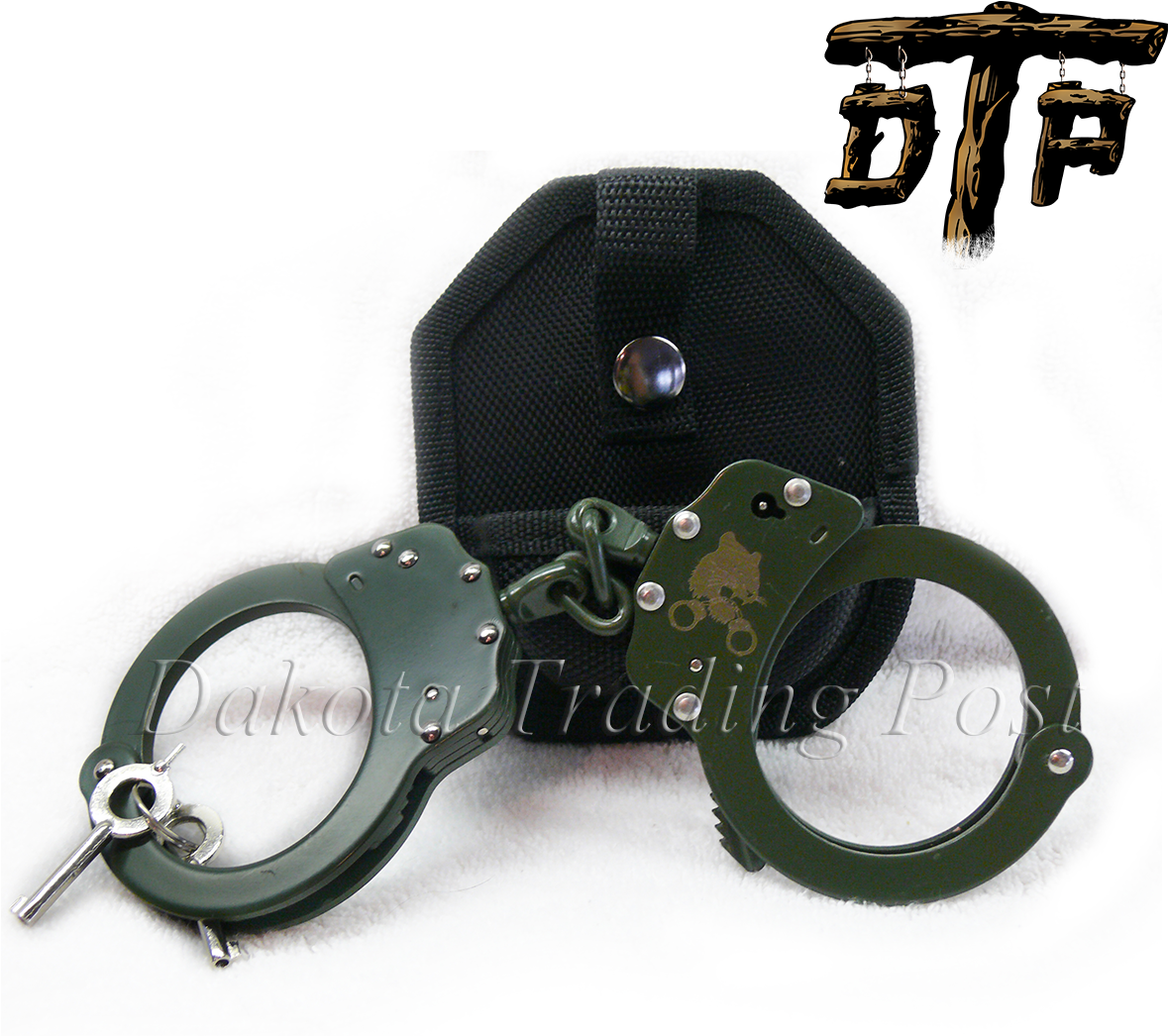 Green Plated Double Lock Police Handcuffs - Strap (1192x1192), Png Download