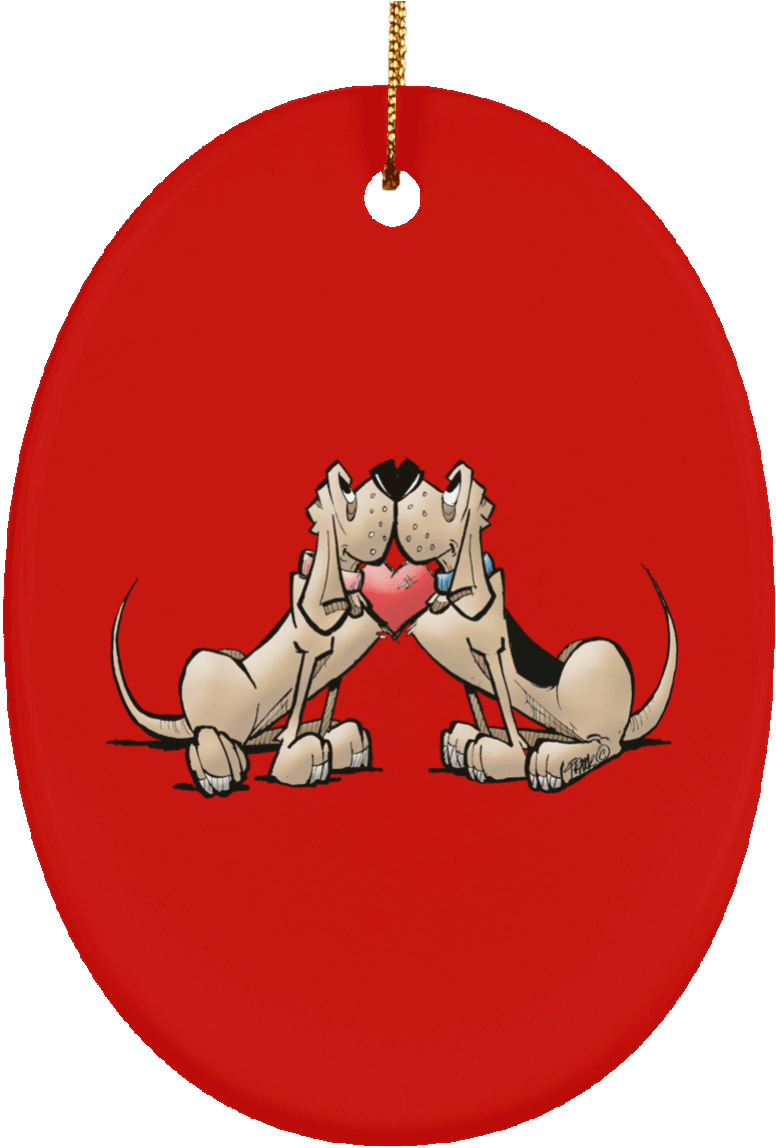 Hound Love Ceramic Oval Ornament - Earrings (1155x1155), Png Download