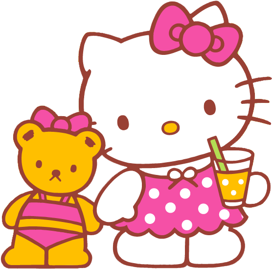 Hello Kitty Bear N Soda Photo Hkdrinkbear - Hello Kitty Flower Png (652x585), Png Download